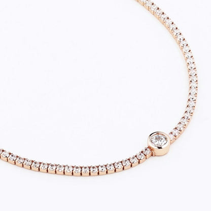 Rose gold Circle Solitaire 925 Sterling Silver Tennis Bracelet