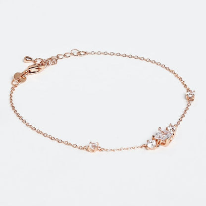 Rose gold Sparkling Square Cut Solitaire 925 Sterling Silver Bracelet