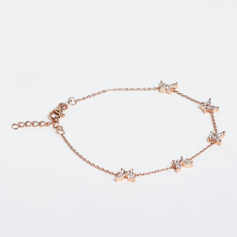 Rose gold Butterflies in the Garden 925 Sterling Silver Bracelet