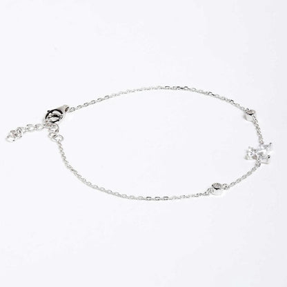 Silver White Crystal Butterfly 925 Sterling Silver Bracelet