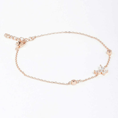 Rose gold White Crystal Butterfly 925 Sterling Silver Bracelet