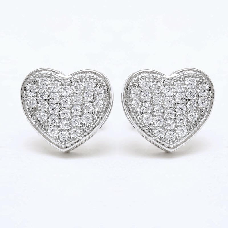 Silver Studded Heart Studds 925 Sterling Silver Earrings