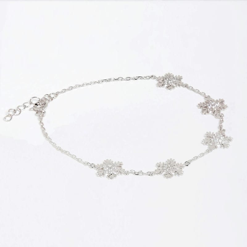 Silver Snowflake Charms 925 Sterling Silver Bracelet