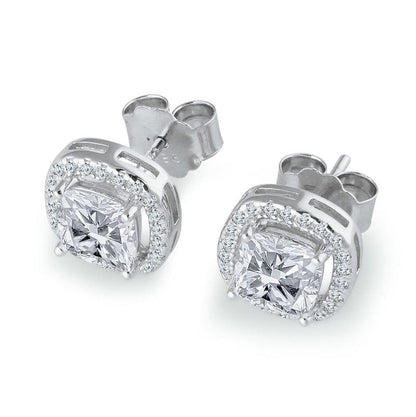 Silver Classic Square Solitaire Studded 925 Sterling Silver Earrings