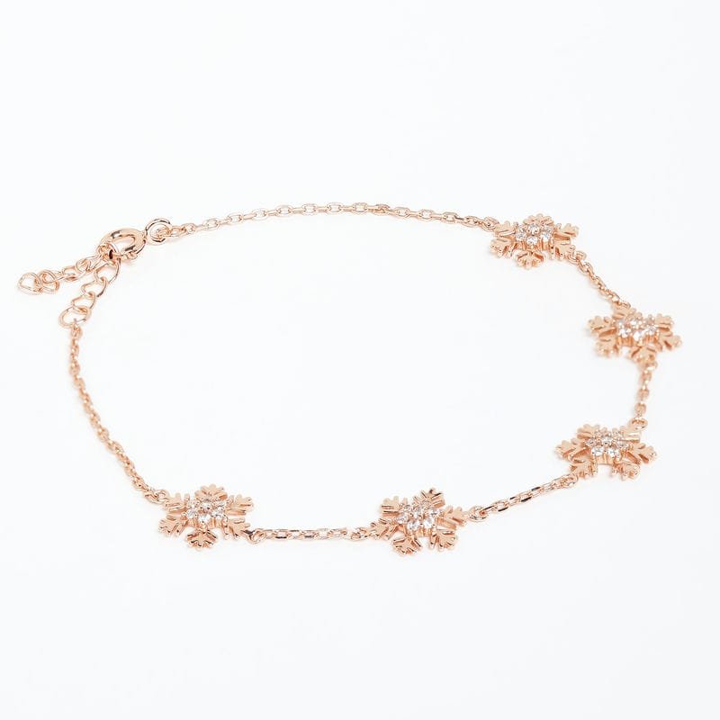 Rose gold Snowflake Charms 925 Sterling Silver Bracelet