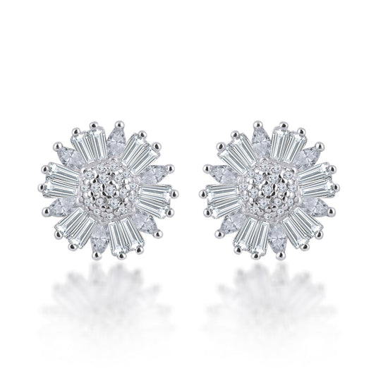 Silver Sunflower Studds 925 Sterling Silver Earrings