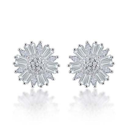 Silver Sunflower Studds 925 Sterling Silver Earrings