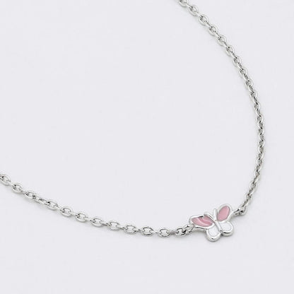 Silver Mini Pink Butterfly 925 sterling Silver Bracelet