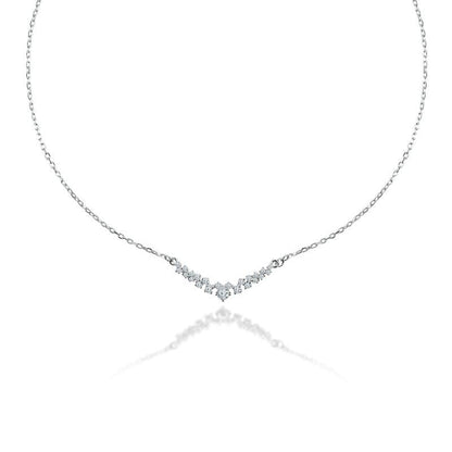 Silver Classic Studded V Chain Pendent 925 Sterling Silver Necklace