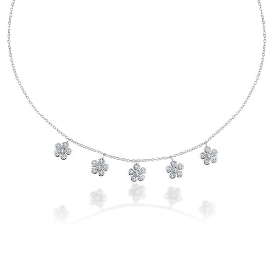 Silver Periwinkle Flower Charm 925 Sterling Silver Necklace