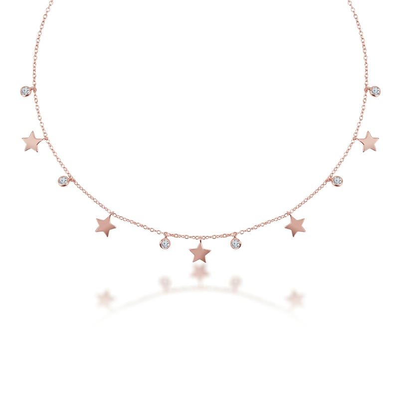 Rose Gold Solid Stars Queen 925 Sterling Silver Necklace