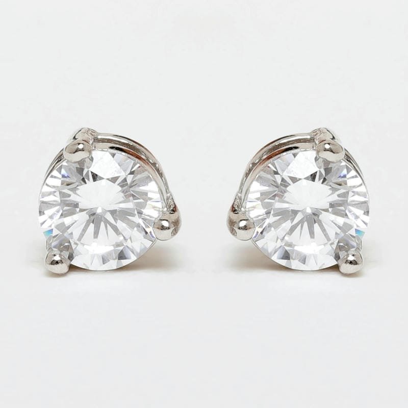 Silver Classic Round Single Solitaire 925 Sterling Silver Earrings