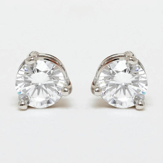 Silver Classic Round Single Solitaire 925 Sterling Silver Earrings