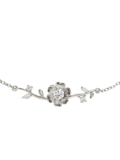 Blossom Vine 925 Sterling Silver Floral Pendant Necklace For Women
