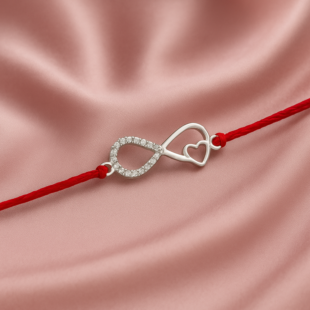 925 Sterling Silver Infinity heart Rakhi for Brother