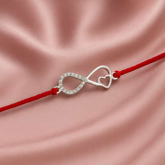 925 Sterling Silver Infinity heart Rakhi for Brother