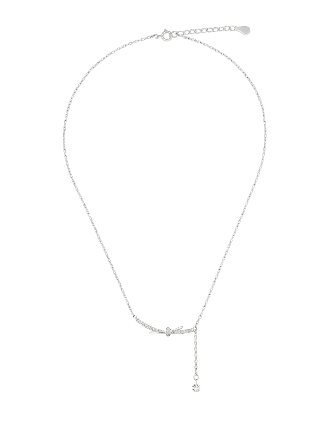 Bar Drop  Knot Line 925 Sterling Silver Necklace For Women