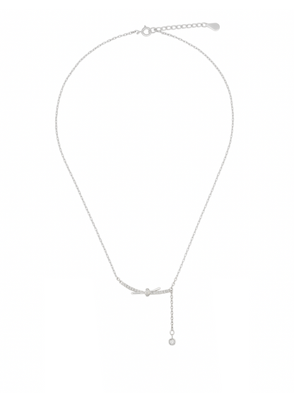 Bar Drop  Knot Line 925 Sterling Silver Necklace For Women