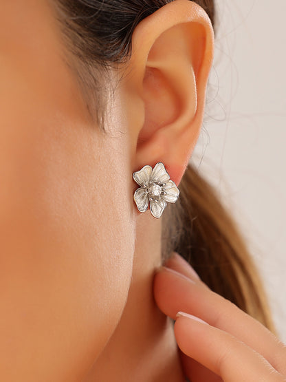 Silver Blossom Floral Studs 925 Sterling Silver Earrings