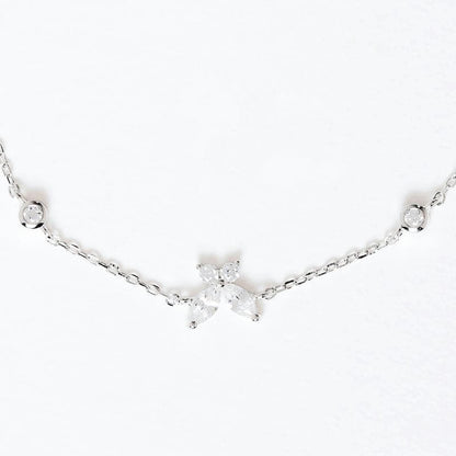 Silver White Crystal Butterfly 925 Sterling Silver Bracelet