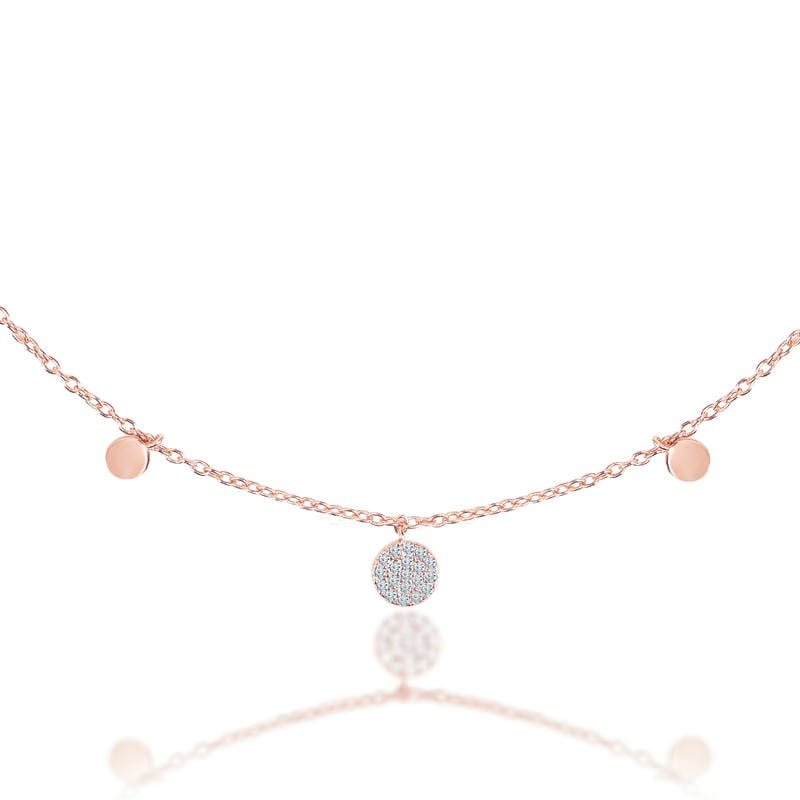 Rose Gold Circle Charmes 925 Sterling Silver Necklace