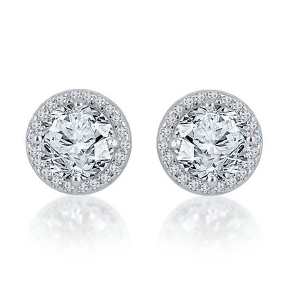 Silver Classic Round Solitaire Studds 925 Sterling Silver Earrings (9 mm)