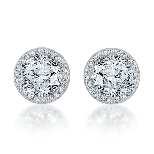 Silver Classic Round Solitaire Studds 925 Sterling Silver Earrings (9 mm)