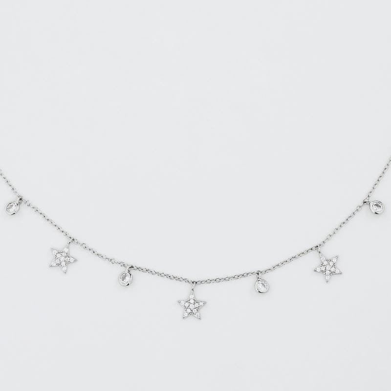 Silver Studded Star Light Charm 925 Sterling Silver Necklace