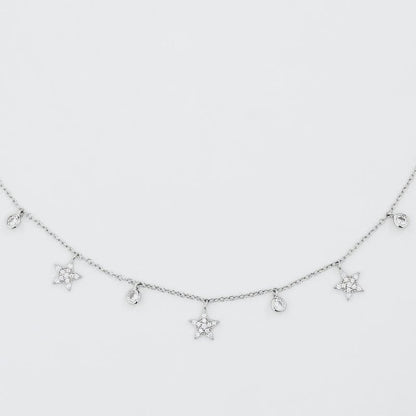 Silver Studded Star Light Charm 925 Sterling Silver Necklace