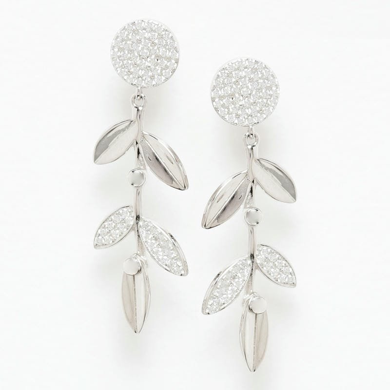 Silver Hanging Leaf Studds 925 Sterling Silver Earrings