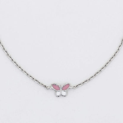 Silver Mini Pink Butterfly 925 sterling Silver Bracelet