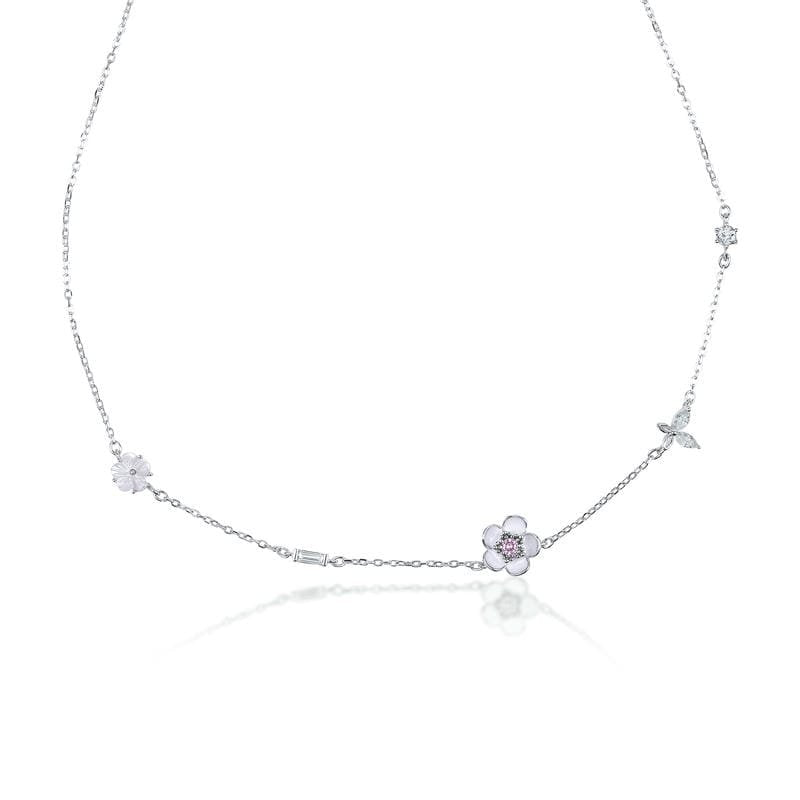 Silver Korean Style Floral 925 Sterling Silver Necklace