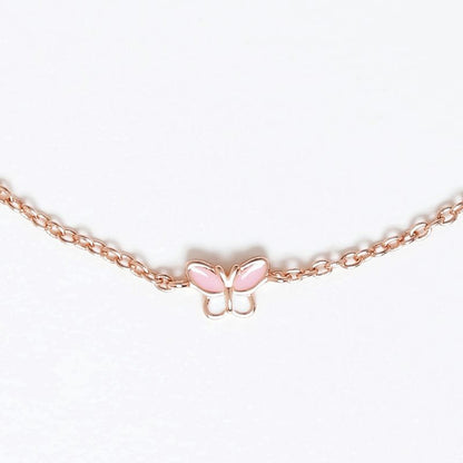 Rose gold Mini Pink Butterfly 925 sterling Silver Bracelet