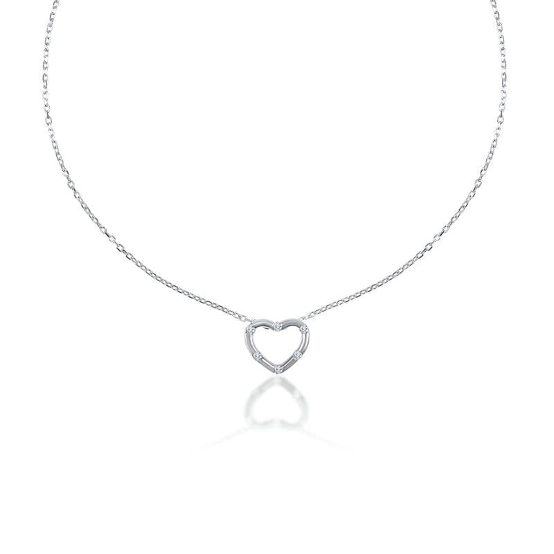 Silver Silver Halo Heart Chain Pendent 925 Sterling Silver Necklace