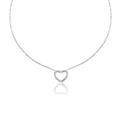 Silver Silver Halo Heart Chain Pendent 925 Sterling Silver Necklace