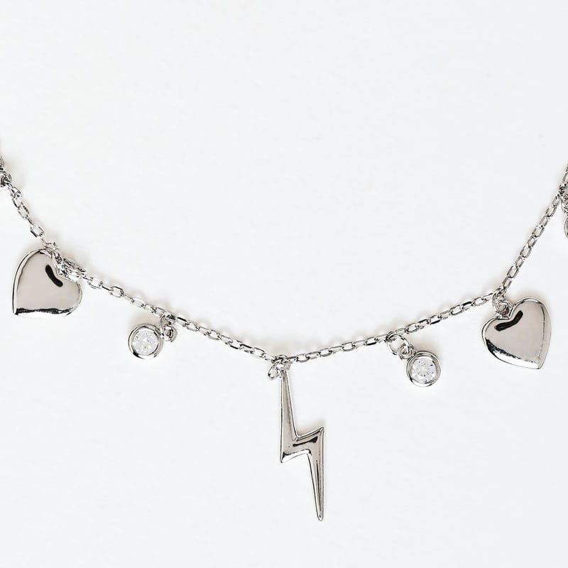 Silver Lightning Bolt Love Charm 925 Sterling Silver Bracelet