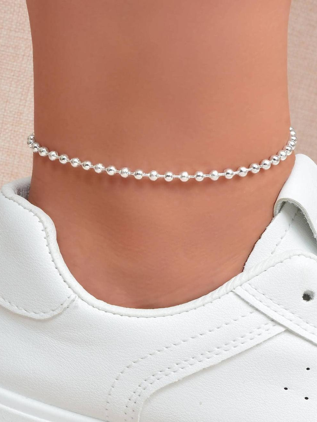 Silver Round Ball Chain 925 Sterming Silver Anklet (Set of 1)