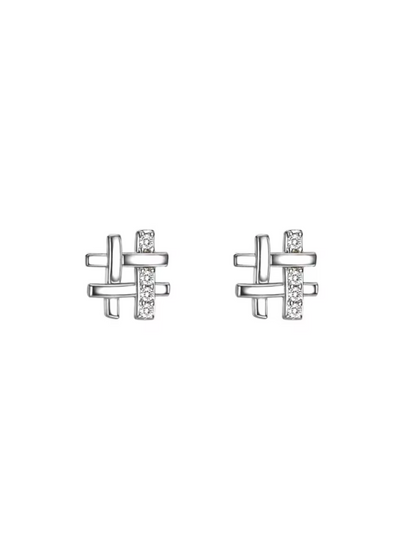 Silver Ticktac Studs 925 Sterling Silver Earrings