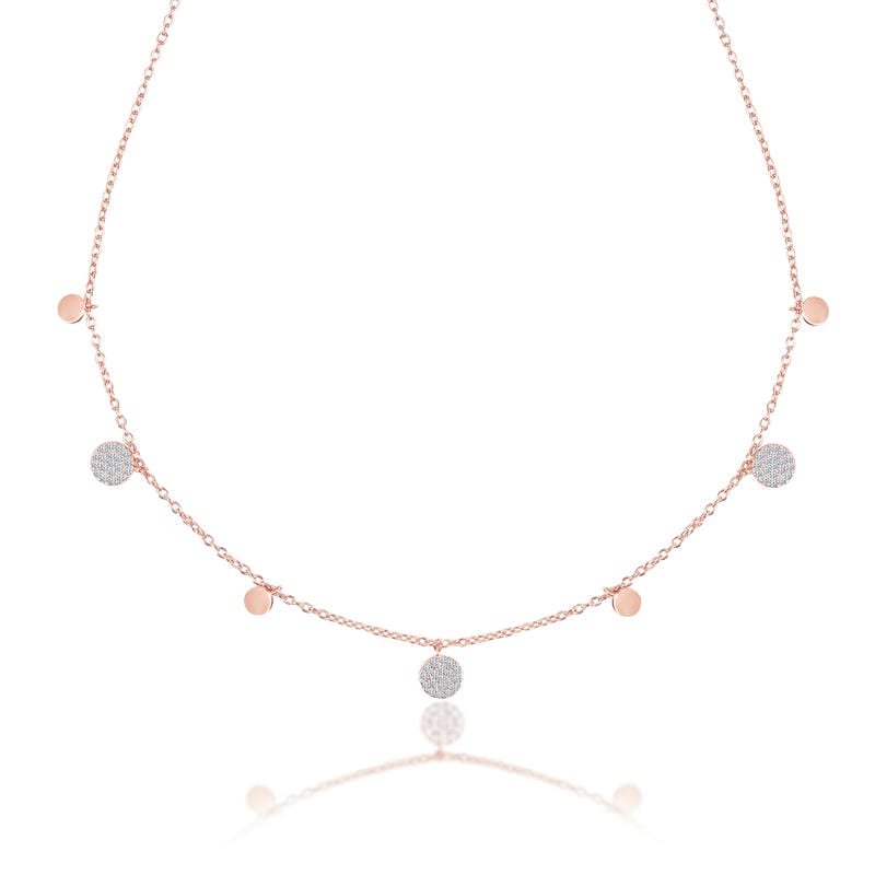 Rose Gold Circle Charmes 925 Sterling Silver Necklace