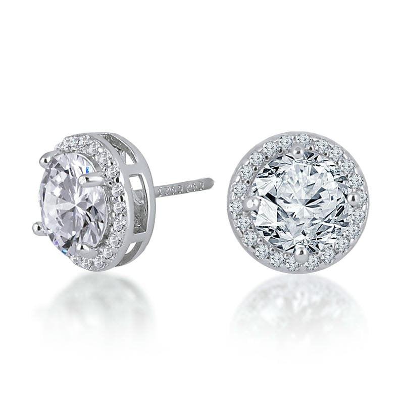 Silver Classic Round Solitaire Studds 925 Sterling Silver Earrings (9 mm)