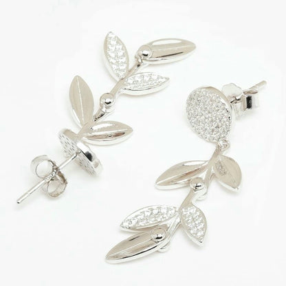 Silver Hanging Leaf Studds 925 Sterling Silver Earrings