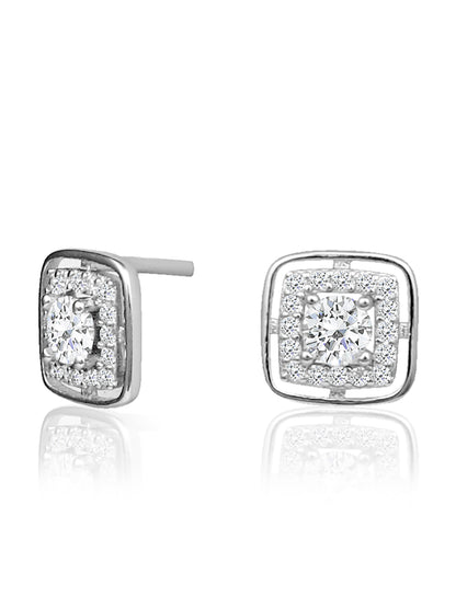 Silver Square Studded studs 925 Sterling Silver Earrings