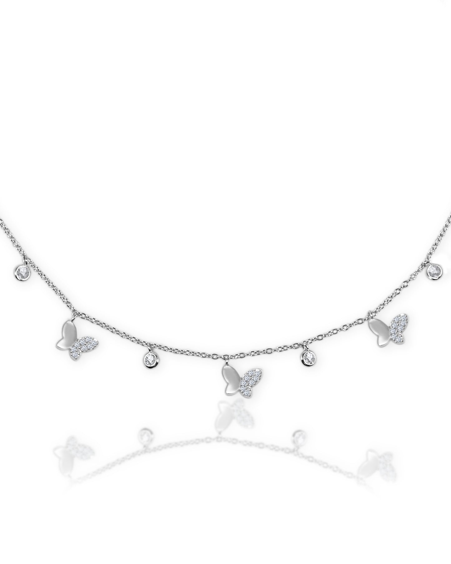 Silver Butterfly all Over Charms 925 Sterling Silver Necklace