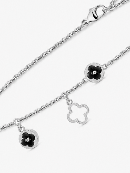 Silver Clover Leaf charm 925 Sterling Silver Bracelet