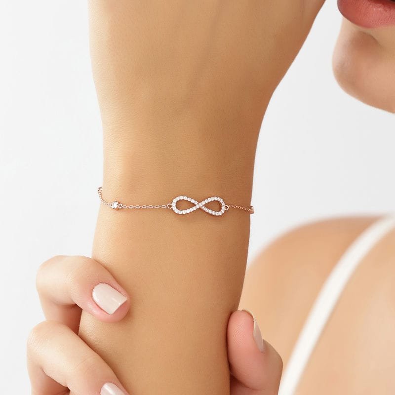 Everlasting Rose gold infinity 925 Sterling Silver Bracelet