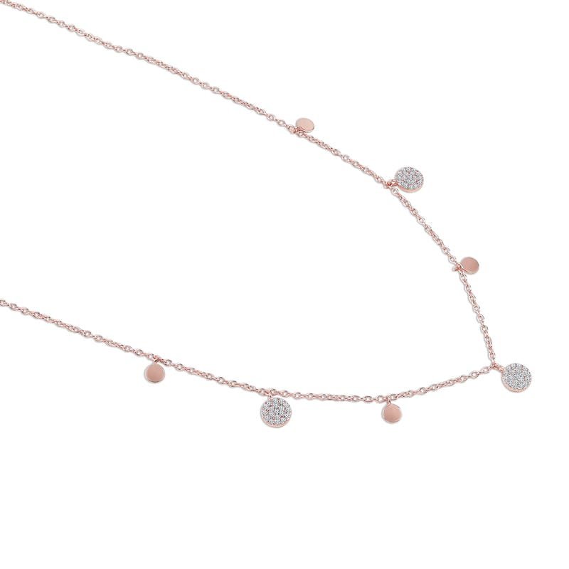 Rose Gold Circle Charmes 925 Sterling Silver Necklace