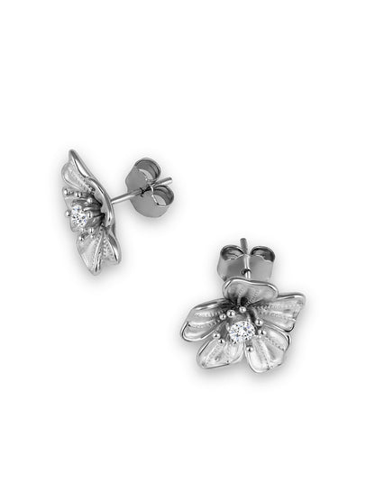 Silver Blossom Floral Studs 925 Sterling Silver Earrings