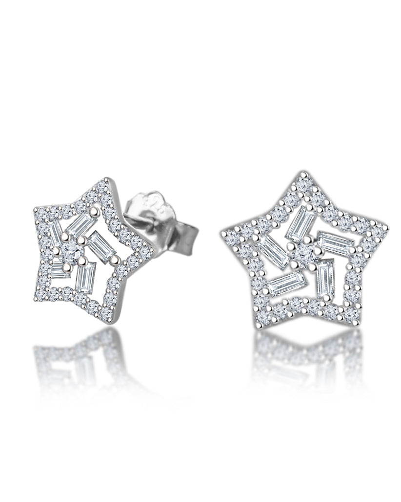 Silver Star in the sky 925 Sterling Silver Earrings