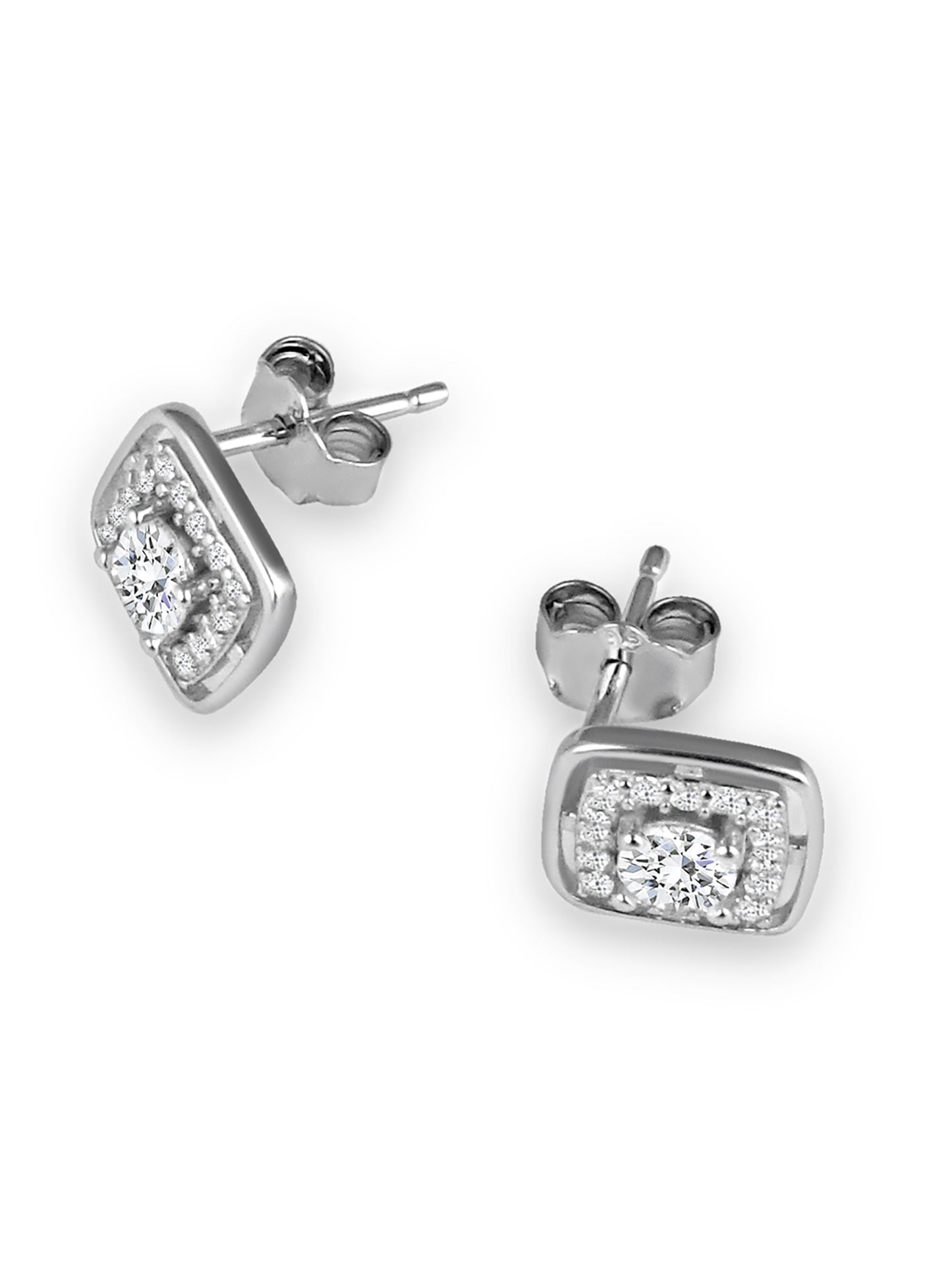 Silver Square Studded studs 925 Sterling Silver Earrings