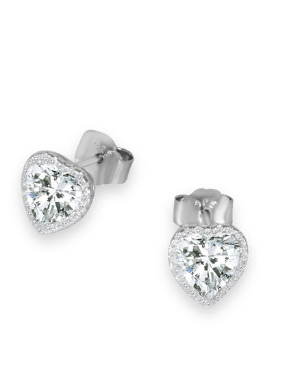 Silver Fall in Love heart 925 Sterling Silver Earrings